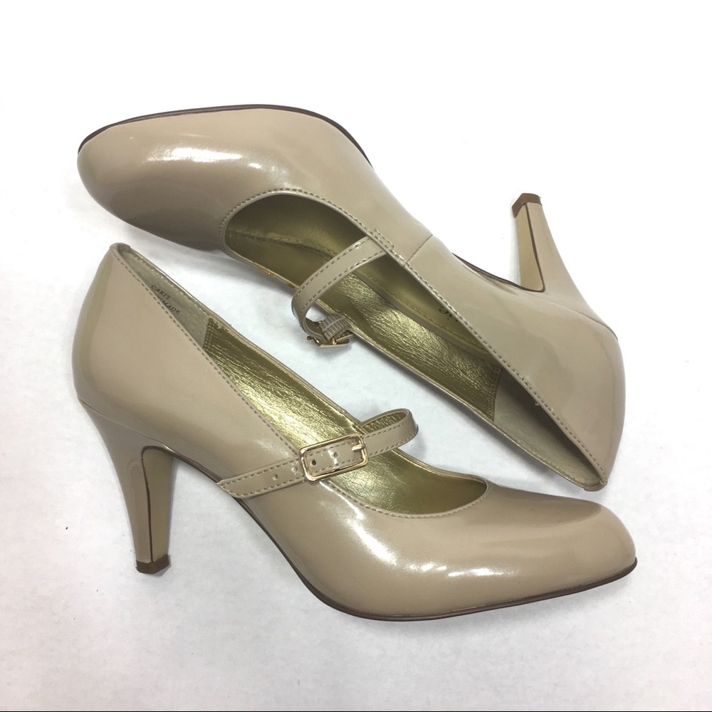 Kelly and Katie Patent Nude Beige Heels US 6